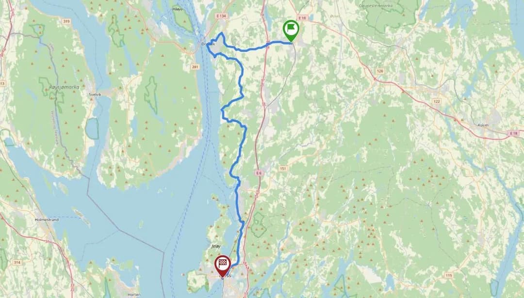 Kystruta Ås-Moss, via Drøbak og Hvitsten