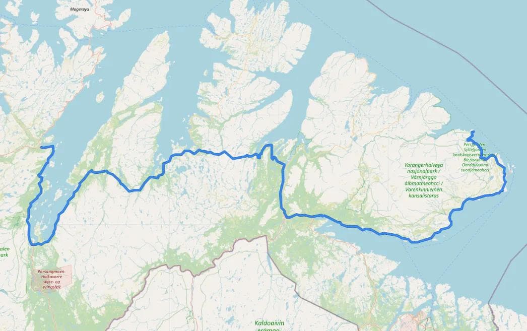Kart NSR1 Olderfjord-Hamningberg