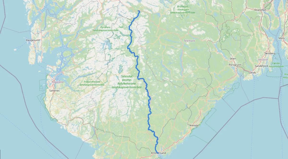 Kart NSR3, Setesdal-Haukeli