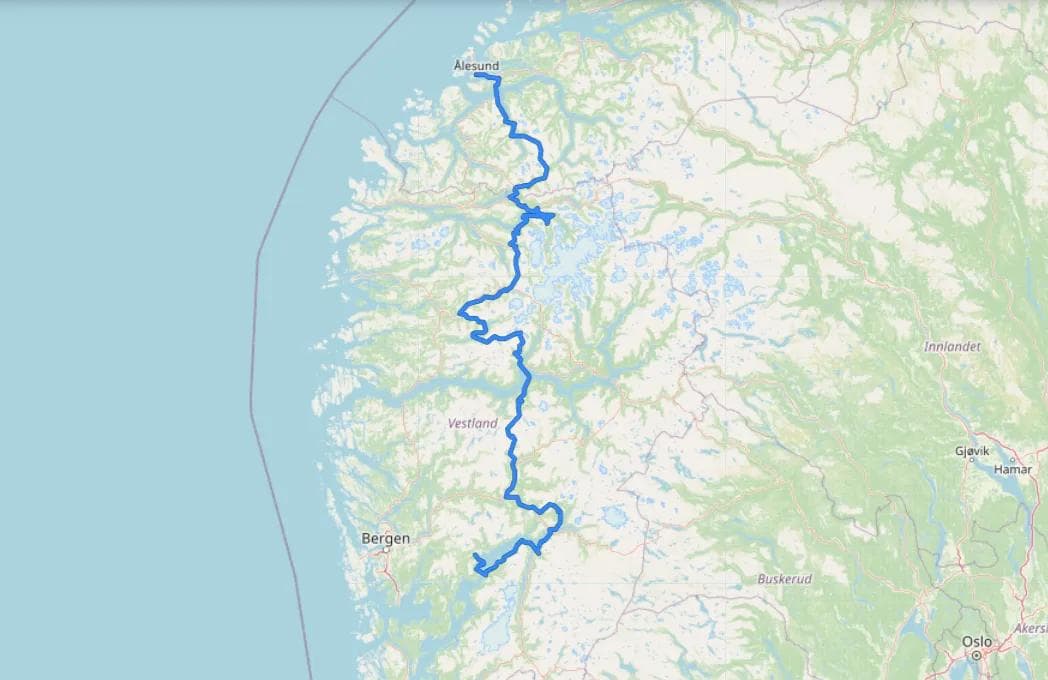 Kart NSR3, Norheimsund-Ålesund